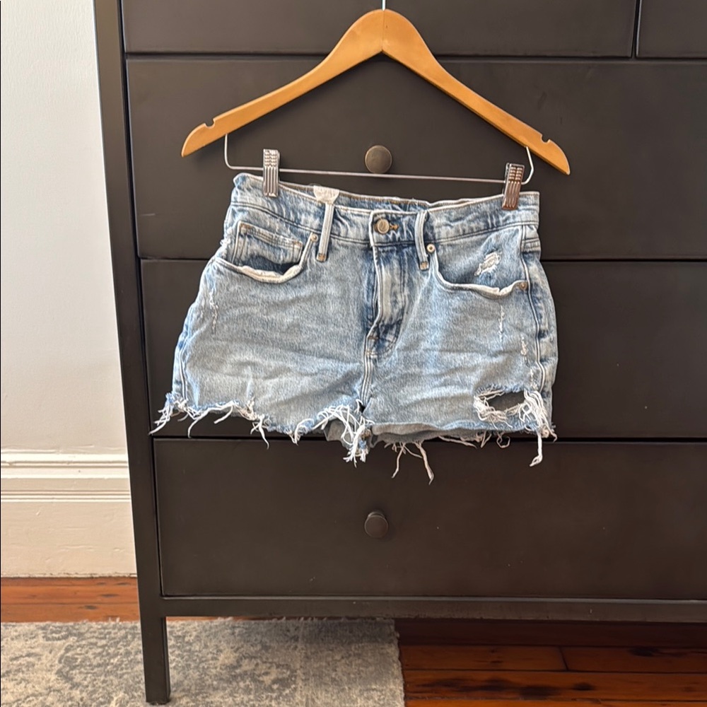 Good American Distressed Denim Shorts